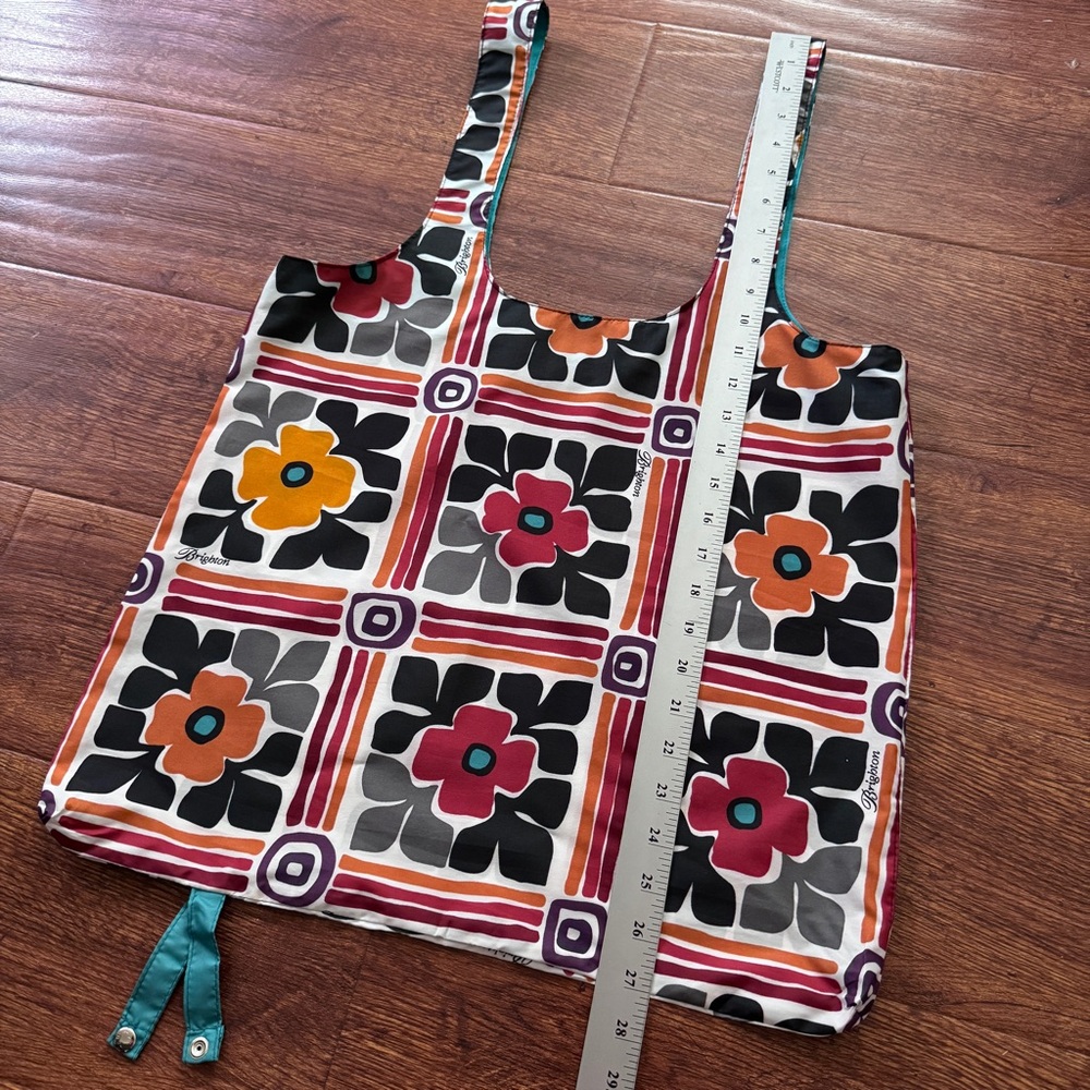 Brighton Bag Multicolor Floral Fabric Reusable Foldable Bag NWOT - Picture 3 of 6